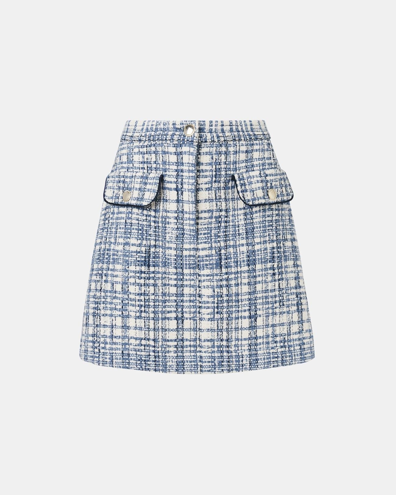 Jupe courte style tweed bleue_5