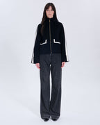 Manteau en laine bicolore nocturne contour cuir_4