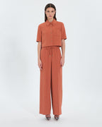 Pantalon ample en crêpe brique_4