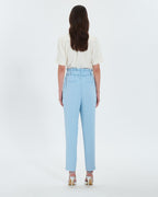 Pantalon cigarette en crêpe bleu_3