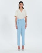 Pantalon cigarette en crêpe bleu_4