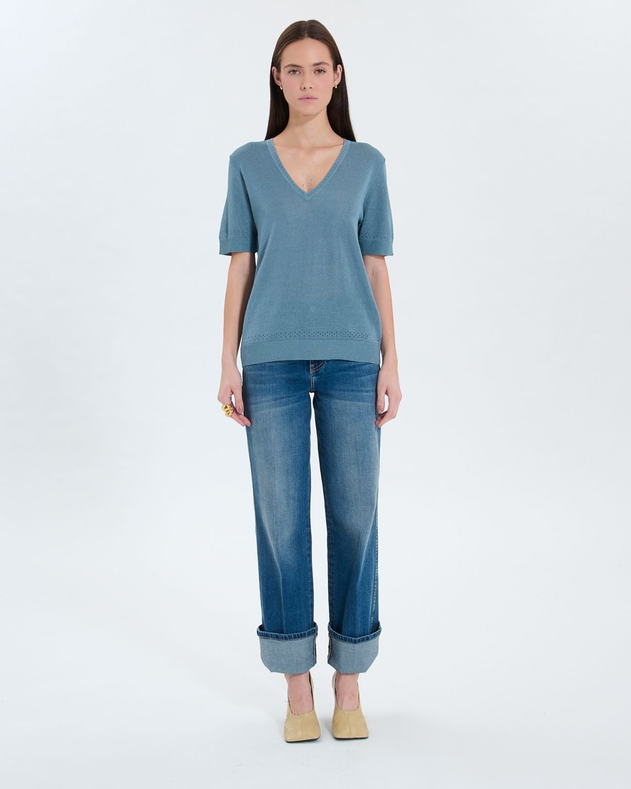 Pull col V bleu_4