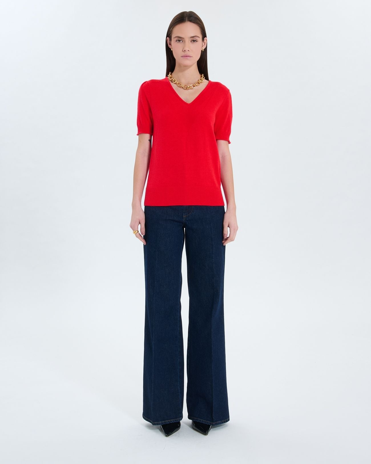 Pull manches courtes rouge_4