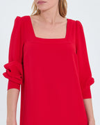Robe courte en crêpe rouge_2
