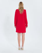 Robe courte en crêpe rouge_3