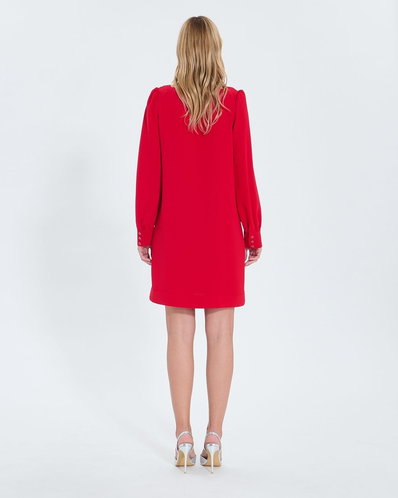 Robe courte en crêpe rouge_3