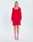 Robe courte en crêpe rouge_4