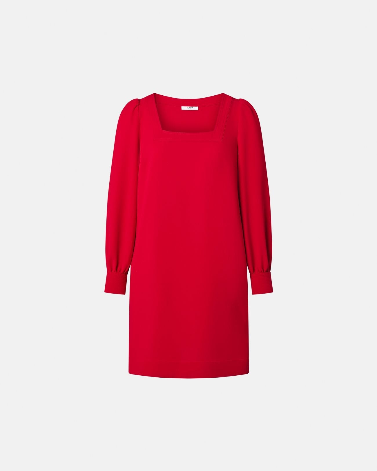 Robe courte en crêpe rouge_5