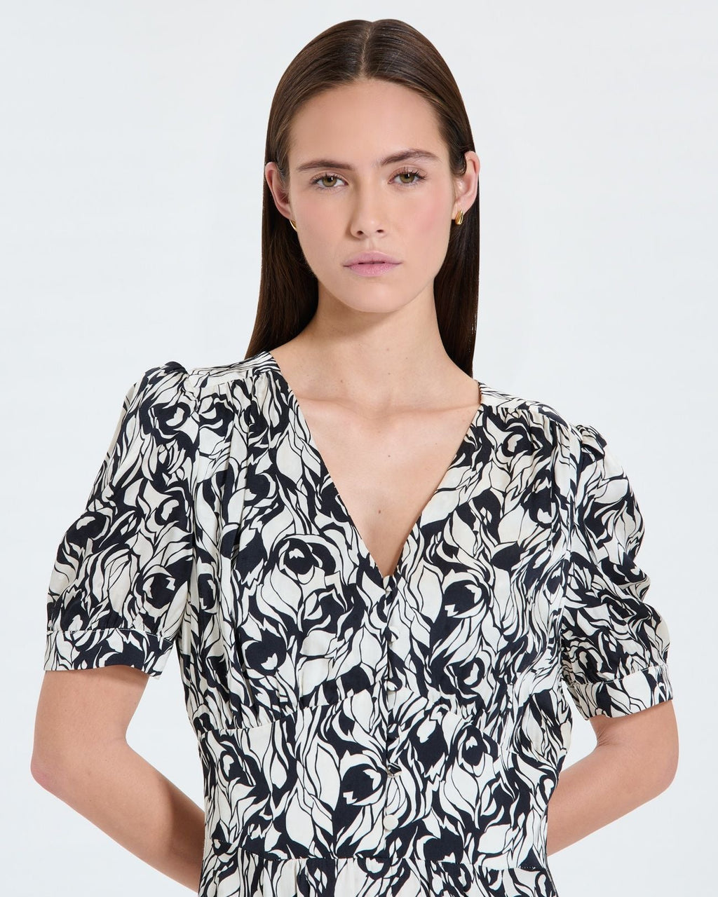 Robe longue évasée à imprimé floral_3