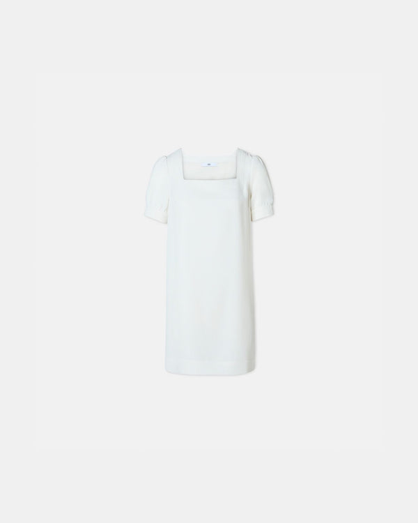 Robe droite en crêpe écrue_1