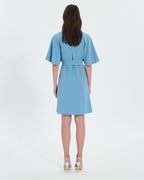 Robe portefeuille en crêpe bleue_3