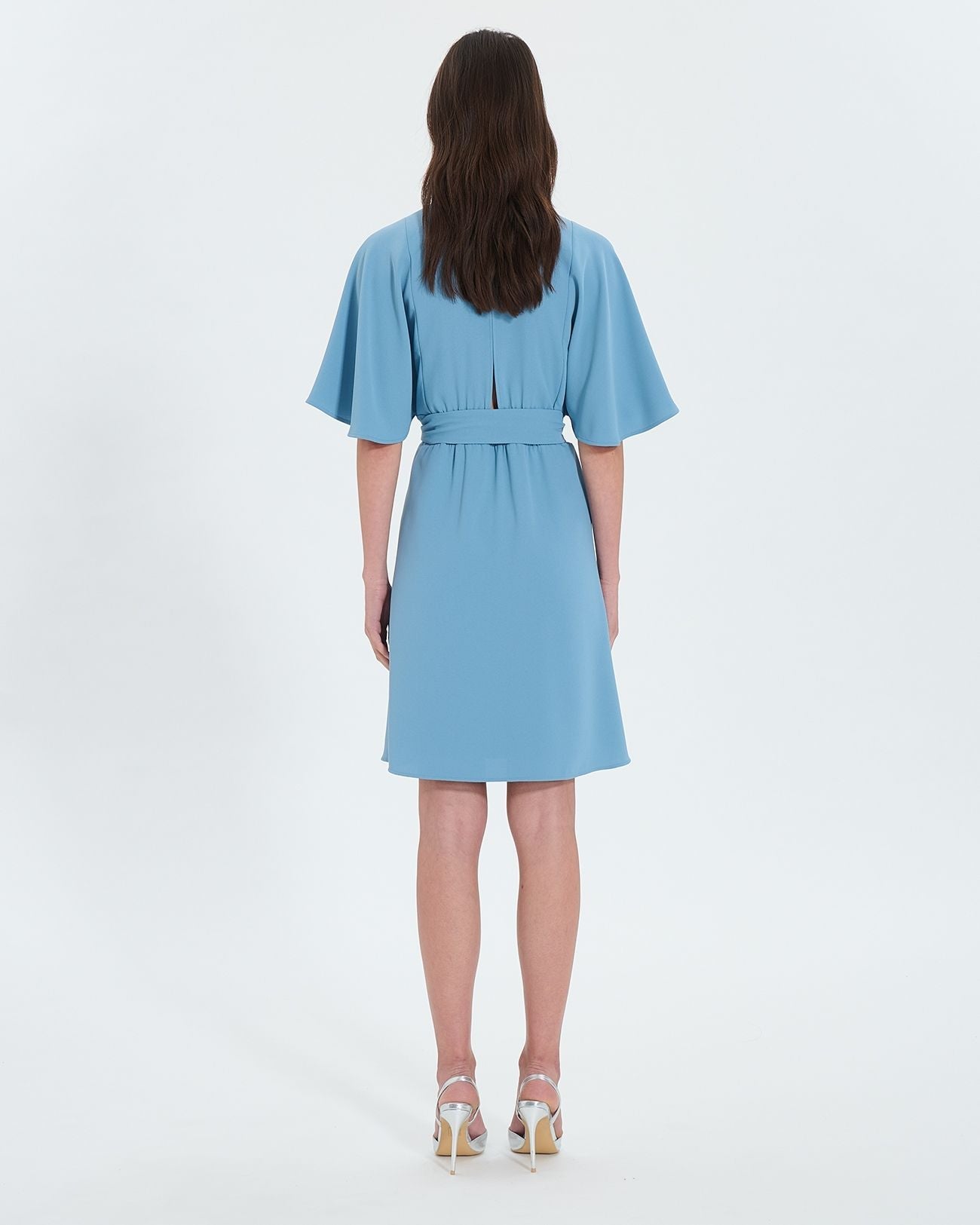 Robe portefeuille en crêpe bleue_3