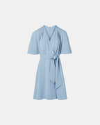 Robe portefeuille en crêpe bleue_4