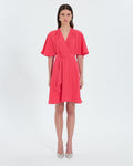 Robe portefeuille en crêpe corail_1