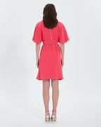 Robe portefeuille en crêpe corail_3