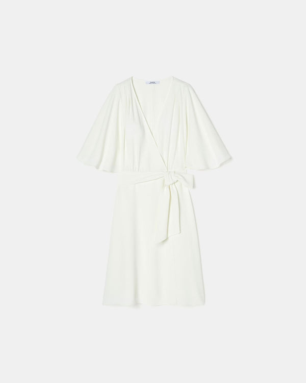 Robe portefeuille en crêpe écrue_1