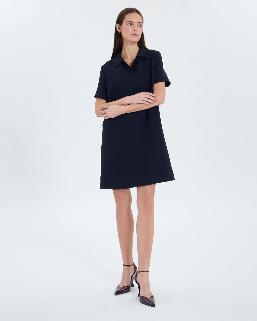 Robe chemise en crêpe nocturne_1