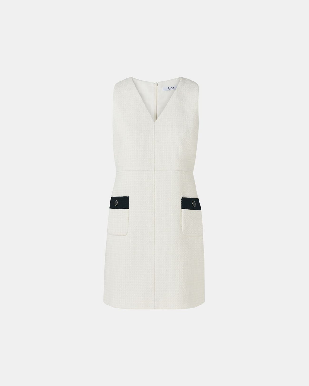 Robe courte en tweed écrue_5