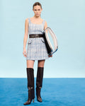 Robe courte en tweed bleue_1