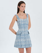 Robe courte en tweed bleue_3