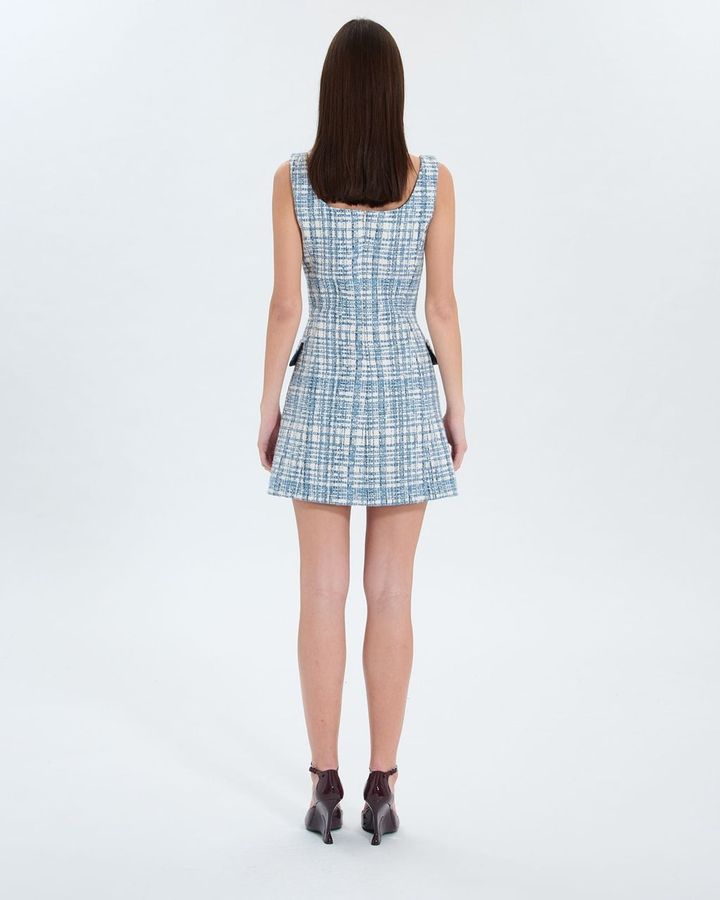 Robe courte en tweed bleue_4