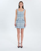 Robe courte en tweed bleue_5