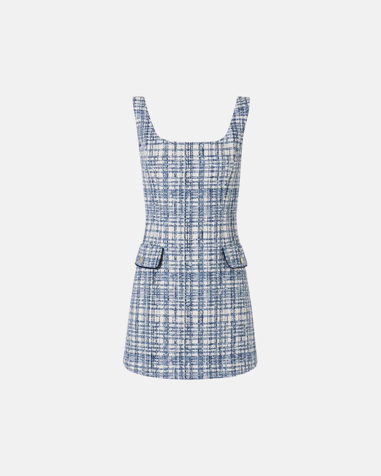 Robe courte en tweed bleue_6
