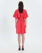 Robe chemise satinée corail_3