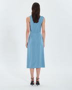 Robe asymétrique satinée bleue_3