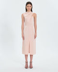 Robe asymétrique satinée nude_1
