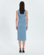 Robe midi satinée bleue hortensia_3