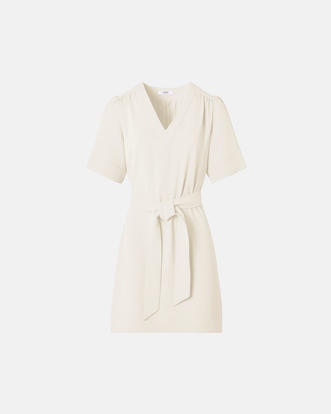 Robe cintrée en crêpe écrue_1