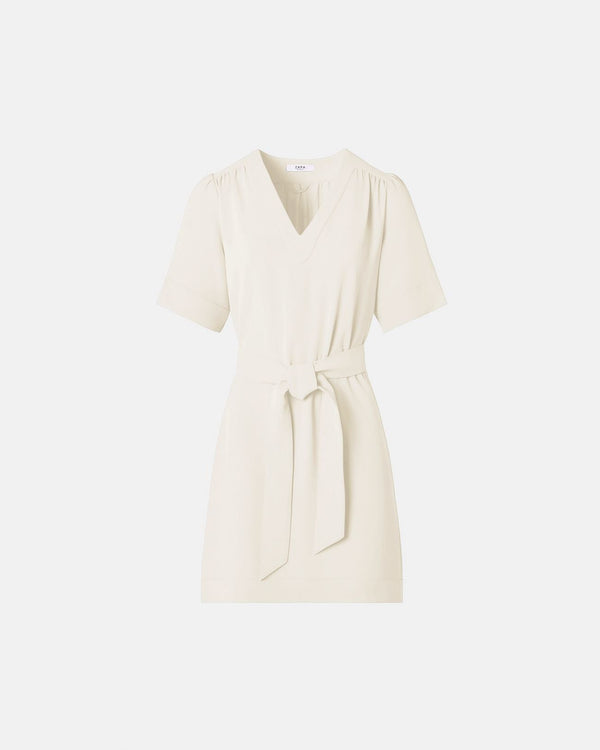 Robe cintrée en crêpe écrue_1
