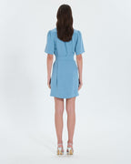 Robe droite en crêpe bleue_3