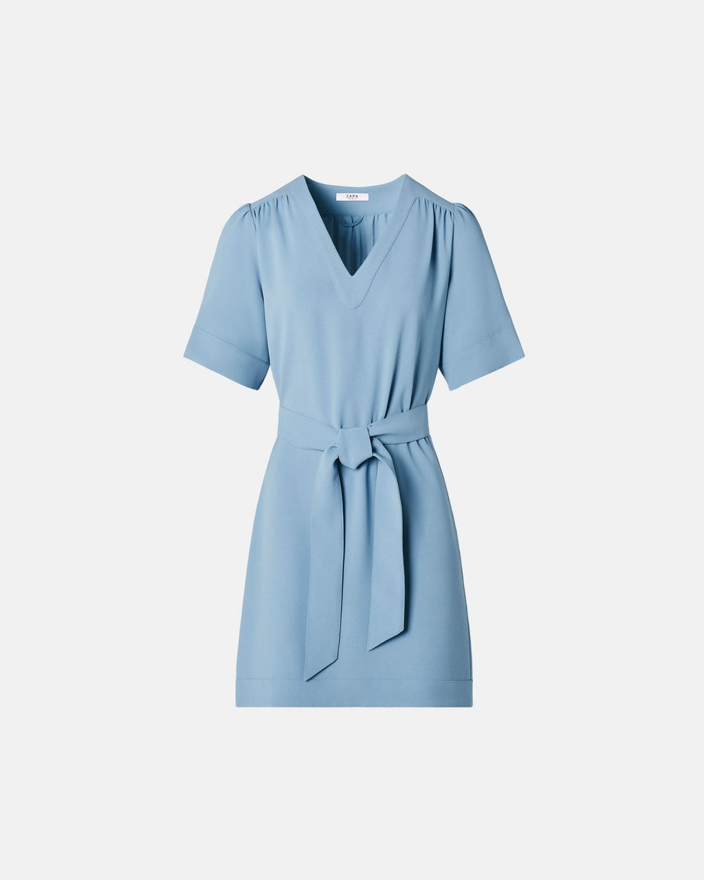 Robe droite en crêpe bleue_4