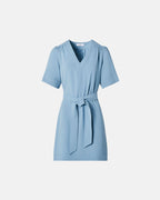 Robe droite en crêpe bleue_4