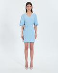 Robe courte en crêpe bleu ciel_1