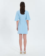 Robe courte en crêpe bleu ciel_3