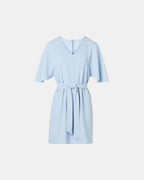 Robe courte en crêpe bleu ciel_4
