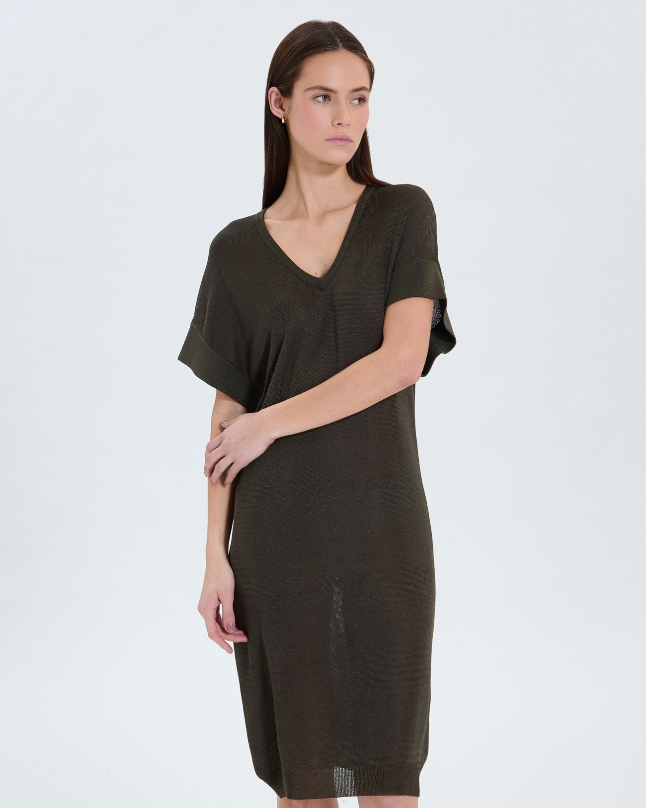 Robe en maille fine kaki_2