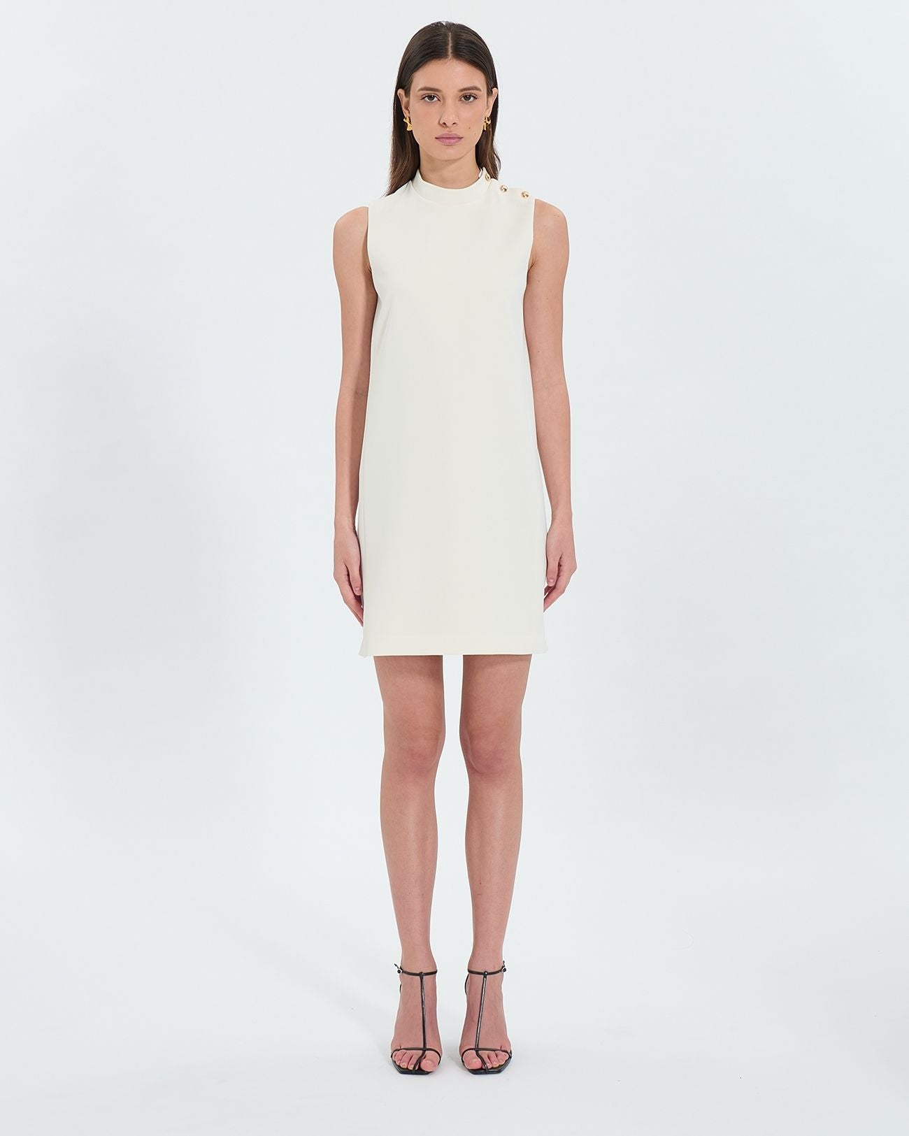 Robe droite en crêpe écrue_1