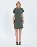 Robe courte en crêpe kaki_1
