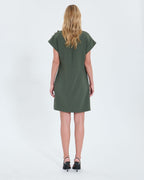 Robe courte en crêpe kaki_4