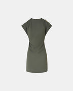 Robe courte en crêpe kaki_5