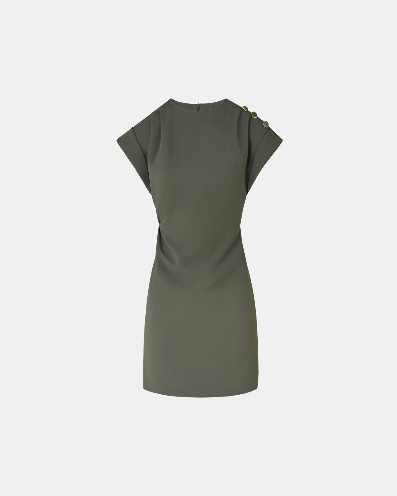 Robe courte en crêpe kaki_5
