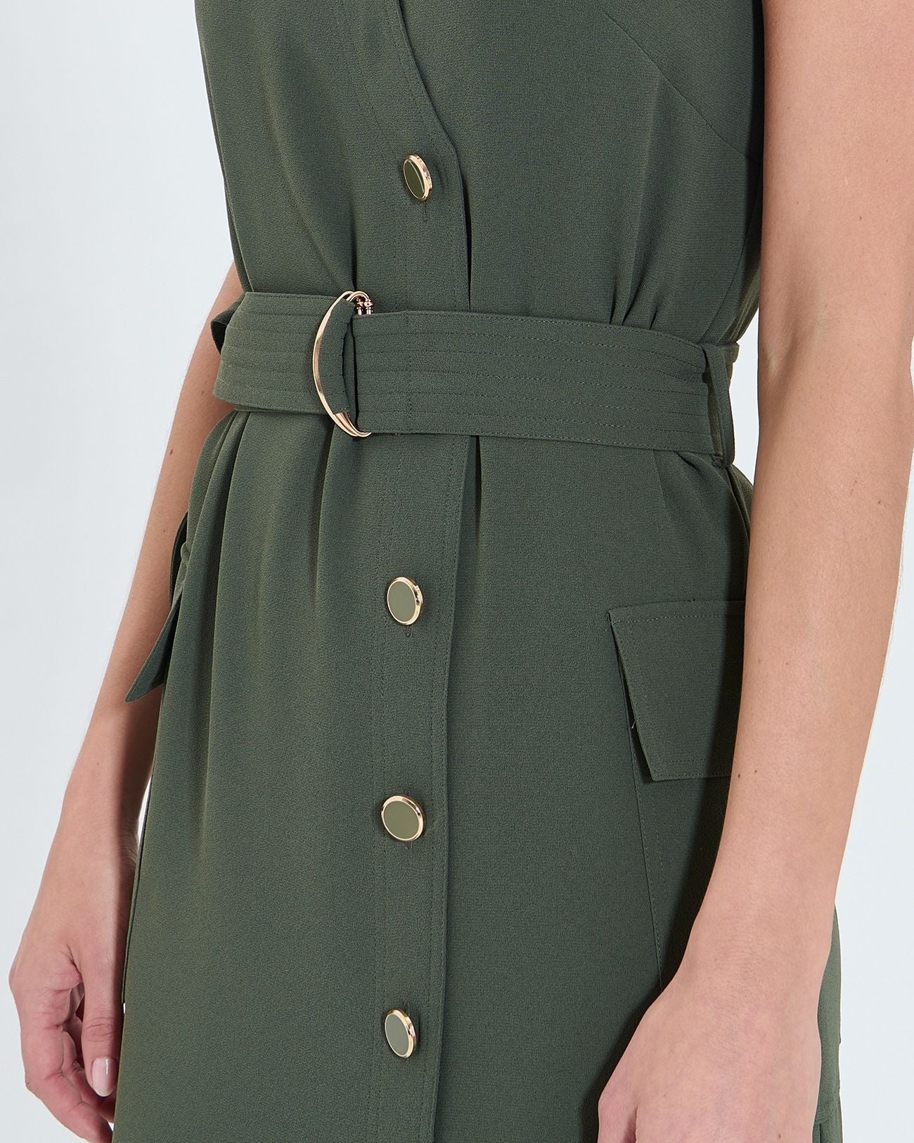 Robe longue en crêpe kaki_2
