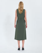 Robe longue en crêpe kaki_3