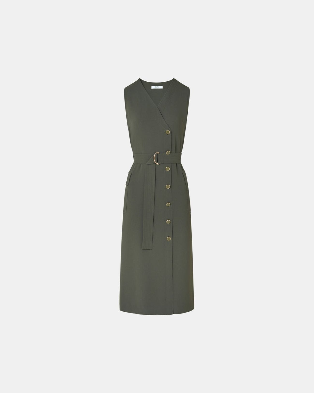 Robe longue en crêpe kaki_5