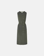 Robe longue en crêpe kaki_5