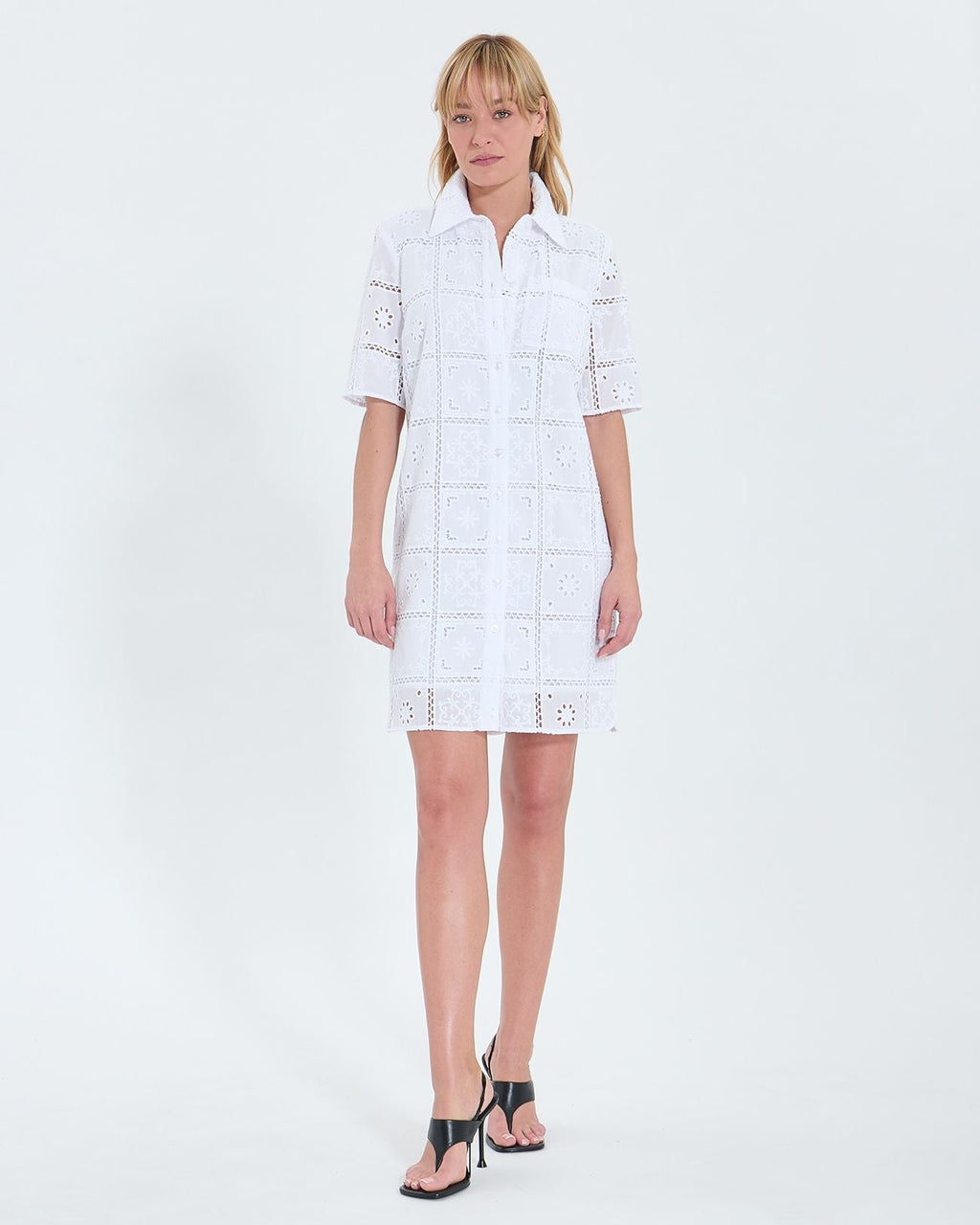 Robe mi longue à broderie anglaise écrue_1